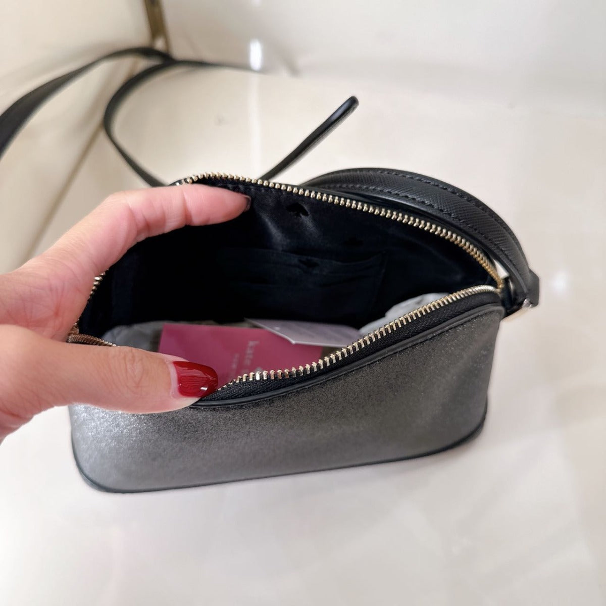 Kate Spade K8713 Tinsel Small Dome Crossbody In Black Kate Spade K8713 Tinsel Small Dome Crossbody In Black